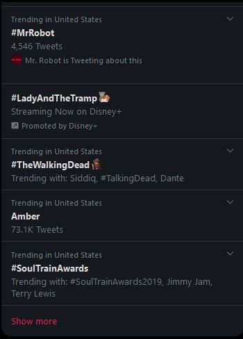 Mr. Robot Trending - 11.17.2019