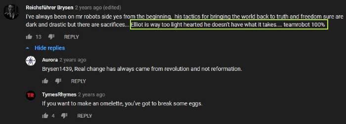 Old YouTube Comments About Elliot (Redux) Alt