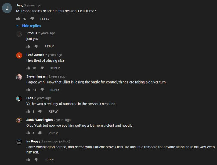 Old YouTube Comments About Mr. Robot 2 (Alt)